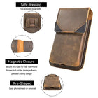 Riñonera Deportiva de Cuero Crazy Horse Vintage para Hombre - Pequeña Cartera para Teléfono