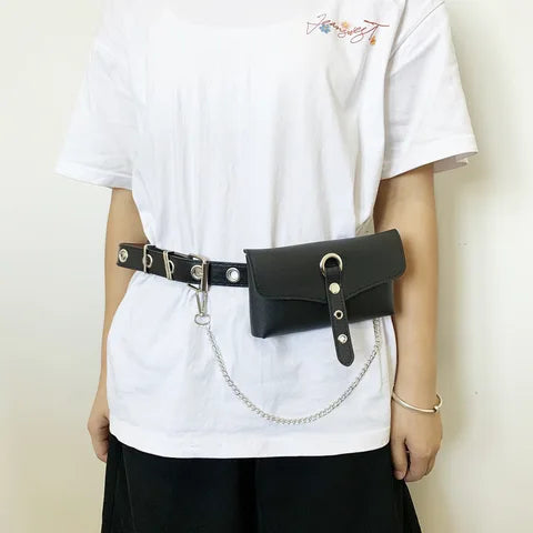 Riñonera Deportiva Punk para Mujer con Cadena - Bolso Universal para Teléfono