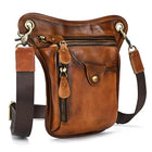 Riñonera Deportiva Vintage de Cuero para Motociclista - Bolsa de Cadera Multifuncional