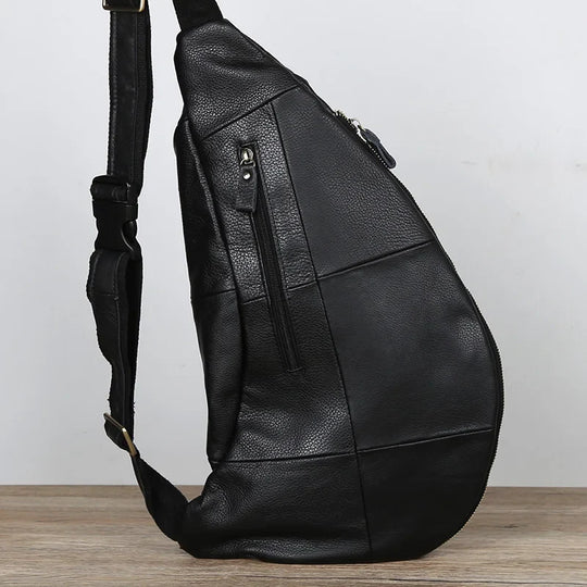 Riñonera de Cuero para Hombre - Bolso Bandolera Media Luna con Múltiples Bolsillos