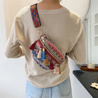 Riñonera Deportiva Retro con Borlas y Cuero - Bolso de Cintura para Mujer