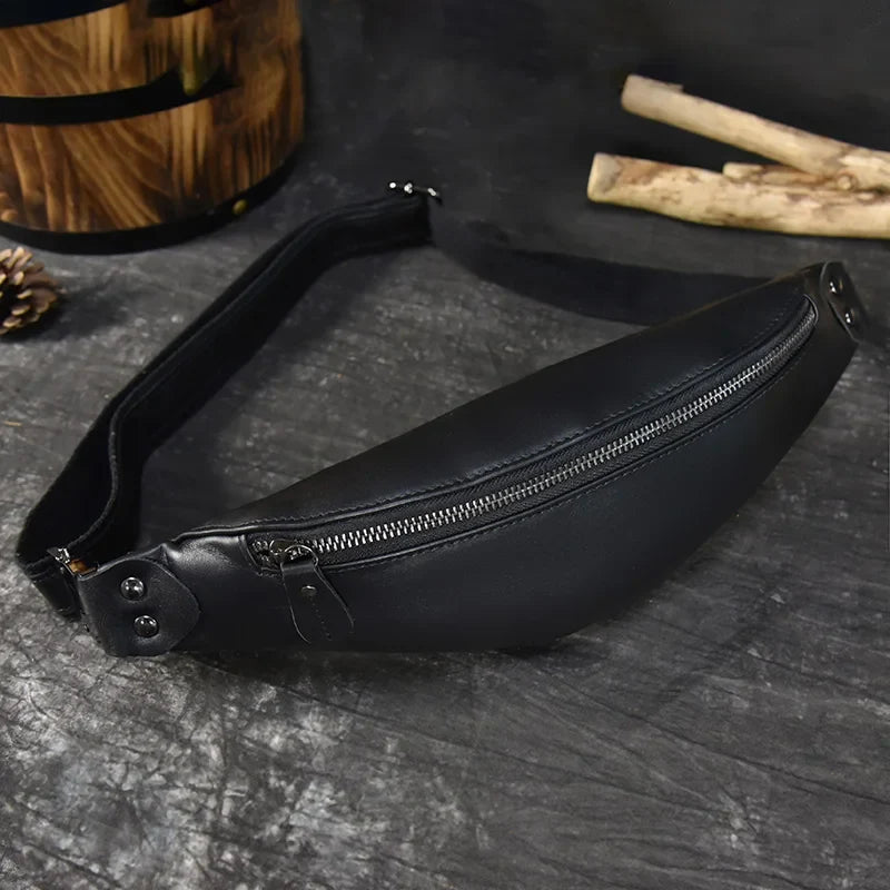 Riñonera de Cuero para Hombre - Bolso Cinturón de Viaje Pequeño y Elegante