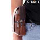 Riñonera Deportiva de Cuero Grande con Múltiples Bolsillos - Bolsa Bandolera para Hombre