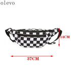 Riñonera de Moda para Mujer - Bolso de Cintura Plaid Hip Hop con Bolsillo para Celular
