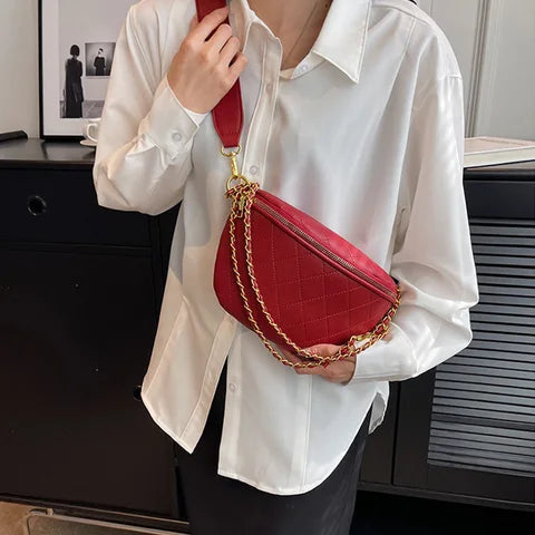 Riñonera Deportiva de Cuero con Cadena - Bolsa Pechera Moderna
