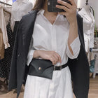 Riñonera Deportiva Mujer - Bolso Cintura Cuero Sintético Negro Elegante y Casual
