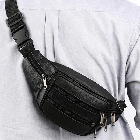 Riñonera de Cuero Genuino para Hombre - Bolso Cruzado de Lujo con Múltiples Bolsillos