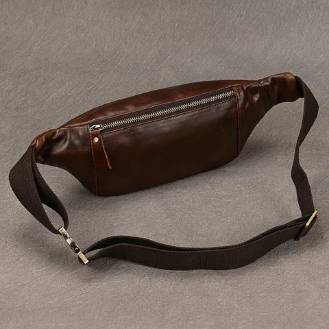 Riñonera Deportiva de Cuero para Hombre - Bolso Bandolera Ajustable