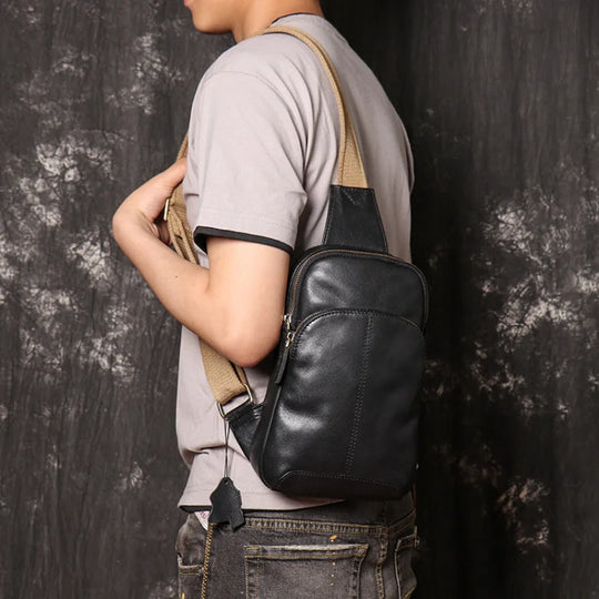 Riñonera de Cuero Genuino para Hombre y Mujer - Bolso Bandolera Pequeño de Gran Capacidad