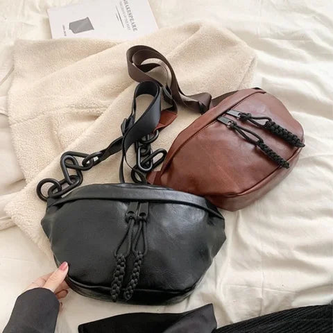 Riñonera Deportiva de Cuero Suave para Mujer - Bolso Cruzado y Bandolera