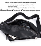 Riñonera de Cuero para Hombre - Bolso de Piel de Vestir Mini Negro