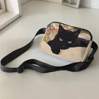 Riñonera Deportiva Ajustable con Estampado de Gato Negro - Bolsa de Cintura para Correr