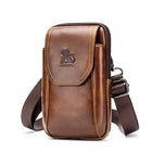 Riñonera de Cuero Genuino para Hombre - Bolso de Cintura Auténtico con Ganchos