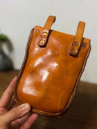 Riñonera de Cuero Vintage para Hombre - Bolso de Piel de Vestir Mini