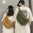 Riñonera Deportiva Unisex de Lona - Bolso Bandolera Amplio con Compartimento para Móvil