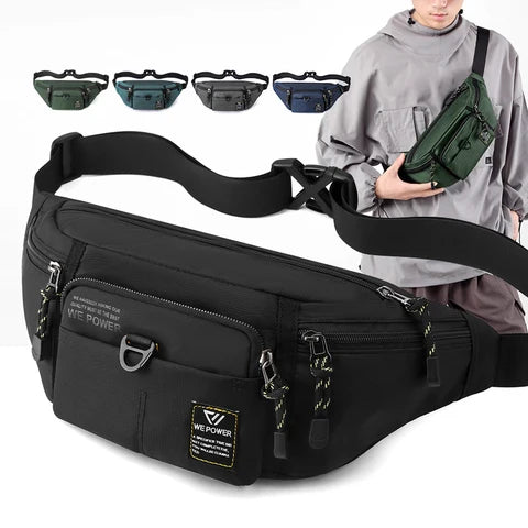 Riñonera Deportiva Hombre Nylon Multibolsillos - Estilo Militar y Viaje