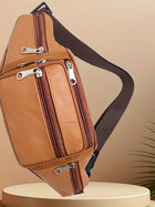 Riñonera Deportiva de Cuero Retro para Hombre, Gran Capacidad con Múltiples Compartimentos, Resistente y Moderna