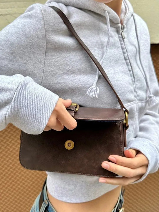 Riñonera Mujer Vintage Marrón - Bolso Bandolera Casual de Cintura
