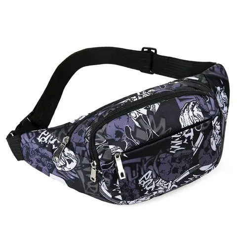 Riñonera Deportiva Impermeable con Estampado Floral - Bolsa de Cintura Grande para Exteriores