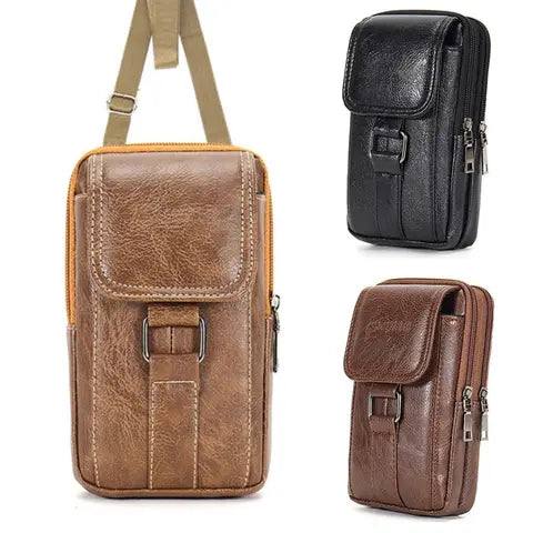 Riñonera Deportiva Impermeable Multibolsillo - Bolsa de Cintura de Piel Sintética con Gancho