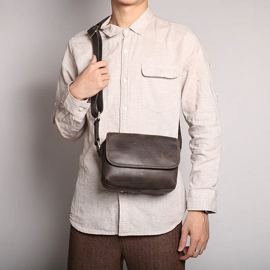 Riñonera de Cuero Piel Unisex - Bolso Vintage Mini para Vestir