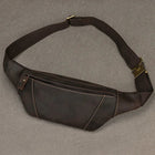 Riñonera Hombre Cuero Genuino - Bolso Bandolera Pequeño Multifuncional para Viaje