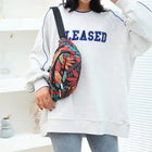 Riñonera Deportiva Impermeable con Estampado Floral - Bolsa de Cintura Oxford Grande