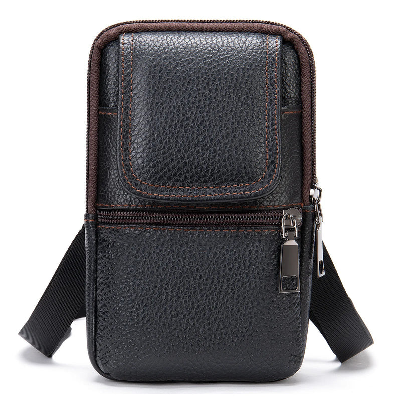 Riñonera de Cuero Vintage para Hombre - Bolso de Piel de Vestir Mini