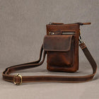 Riñonera Deportiva de Cuero Pequeña - Bolso Cinturón Retro con Gancho