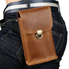 Riñonera Deportiva de Cuero Vintage Crazy Horse - Bolsa Multifuncional para Teléfono y Accesorios