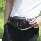 Riñonera Deportiva de Cuero Genuino para Hombre - Bolsa de Cintura Pequeña con Correa de Cuero