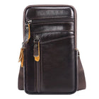 Riñonera Deportiva de Cuero Genuino para Hombre - Bolsa Pequeña Cruzada