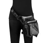 Riñonera Deportiva Unisex de Cuero Estilo Steampunk Rock - Bolso Bandolera para Moto y Uso Diario