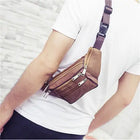 Riñonera Deportiva de Cuero Genuino y PU - Bolsa de Cintura para Hombre