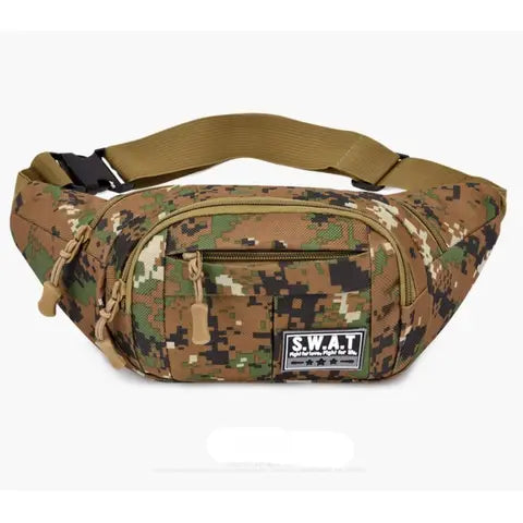 Riñonera Deportiva Camuflaje: Bolsa de Cintura Espaciosa y Multibolsillos