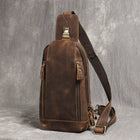 Riñonera de Cuero Genuino Crazy Horse para Hombre - Bolso Bandolera Vintage Retro, Compatible con iPad 7.9 Pulgadas