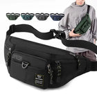 Riñonera Deportiva Hombre Nylon Multibolsillos Antirrobo Grande