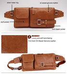 Riñonera Deportiva de Cuero Genuino para Hombre - Bolso Bandolera y Bañanera