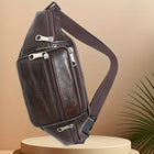 Riñonera Deportiva de Cuero Retro para Hombre, Gran Capacidad con Múltiples Compartimentos, Resistente y Moderna