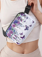 Riñonera Deportiva Ajustable con Estampado Floral Púrpura - Bolsa de Cintura para Correr