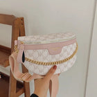 Riñonera Deportiva Mujer: Bolso Cintura Cuero Sintético con Estampado de Letras y Correa Ancha