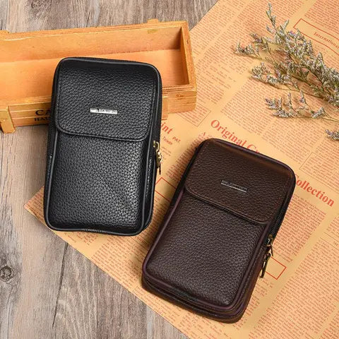 Riñonera Deportiva de Cuero Sintético - Bolsa de Cintura Pequeña para Teléfono