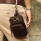 Riñonera Deportiva de Cuero Genuino para Hombre - Bolsa de Cintura Vintage