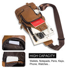 Riñonera de Viaje para Hombre de Cuero Genuino con Puerto USB