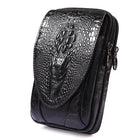 Riñonera Deportiva de Cuero Genuino con Estampado Cocodrilo para Hombre