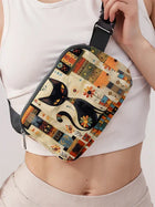 Riñonera Deportiva Ajustable con Estampado de Gato - Bolsa de Cintura Neutra para Correr