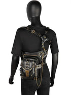 Riñonera Deportiva de Cuero Estilo Steampunk - Bolso de Cintura para Hombre y Mujer