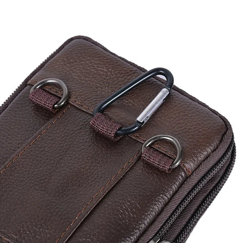 Riñonera Deportiva de Cuero para Hombre - Bolsa Cruzada Retro, Mochila de Cintura y Bandolera para Teléfono