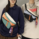 Riñonera Deportiva Unisex de Nylon con Paneles de Contraste - Bolsa de Pecho para Uso Diario y Urbano