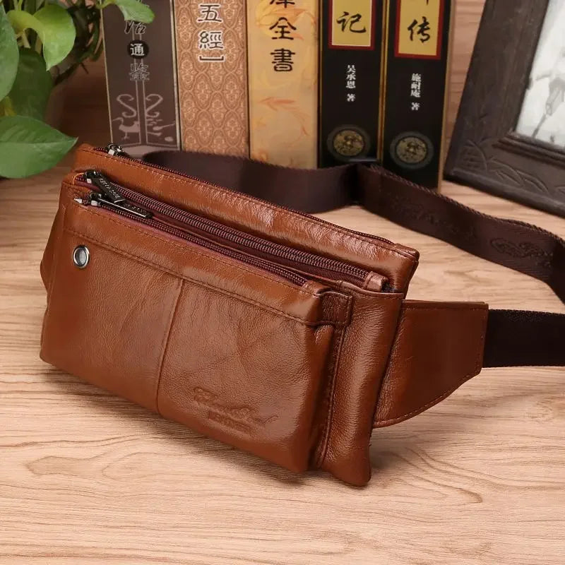 Riñonera de Cuero Vintage para Hombre - Bolso de Piel de Vestir Elegante